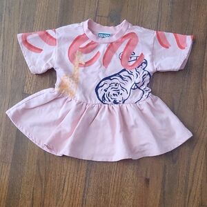 Kenzo Light Pink Baby Dress with Animal Graphics